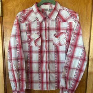 Quizz Vintage Red White Pearl Snap 100% Cotton Western Style